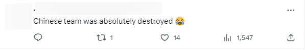 The Chinese team was completely annihilated