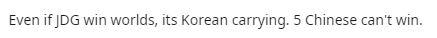 'Even if JDG wins Worlds, it's because the Korean players are 'carrying'