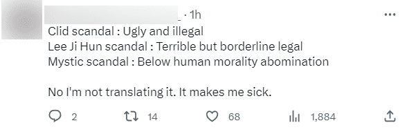 "Previous scandals (of Clid, Gen.G CEO) were just bad and illegal, but Mystic's is inhumane. I can't even translate this, it makes me sick" class=