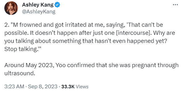 Ex-girlfriend Mystic confirmed her pregnancy in May 2023