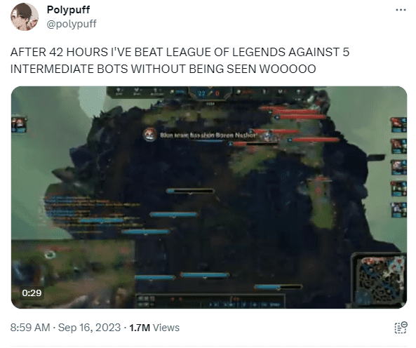 Polypuff spent over 40 hours just to complete the challenge 'win a game without ever revealing vision'
