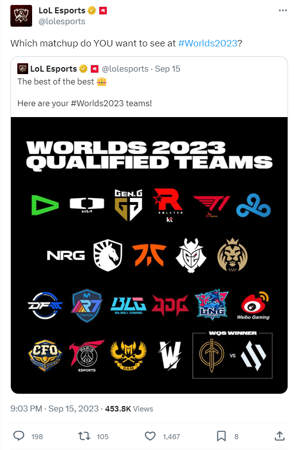 Riot surveys about the most anticipated matchup of Worlds 2023