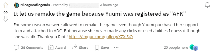 A player discovered Riot will penalize if going AFK with Yuumi