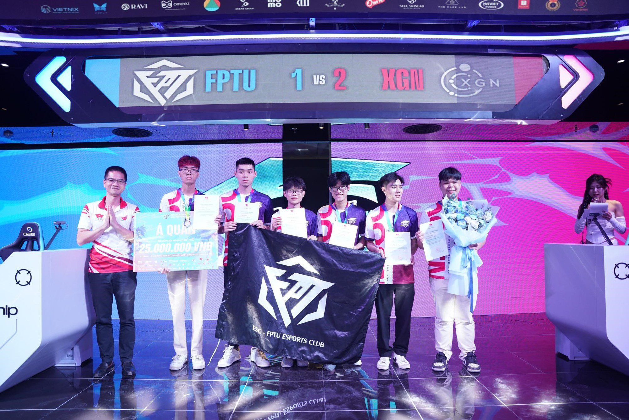 FPT Esports Club Hanoi (LoL) and HUTECH Tiragonest (Valorant) finishing with the title of NSOC 2023 runner-up.