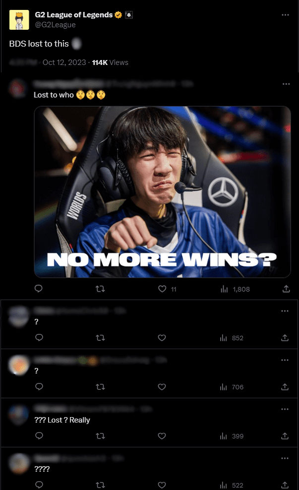 G2 Esports is continuously mocked by fans for underestimating TW after game 1