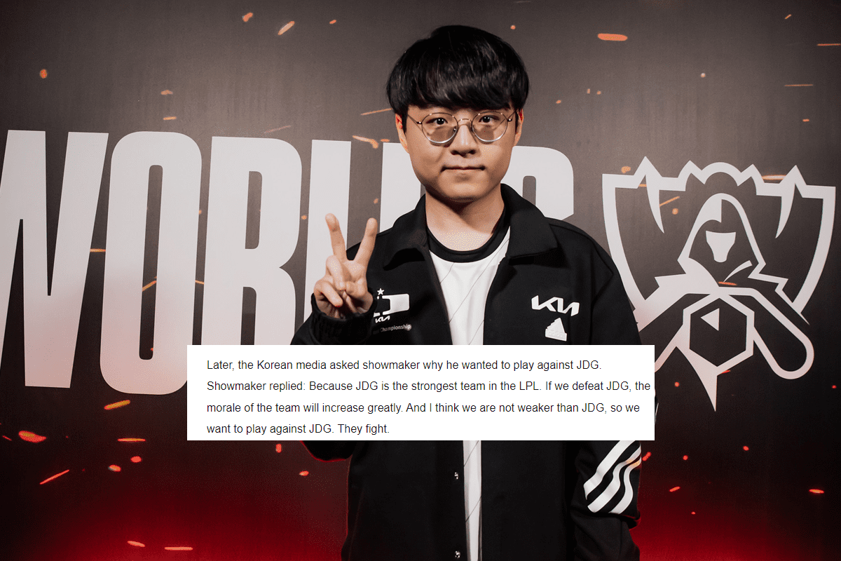 ShowMaker believes that defeating JDG (if possible) will greatly boost DK's morale and allow them to aim for the world championship