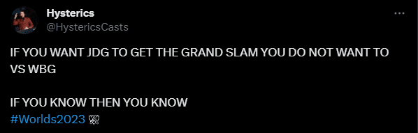 Commentator Hysterics recently shared that the team that could stop JDG from achieving greatness is WBG