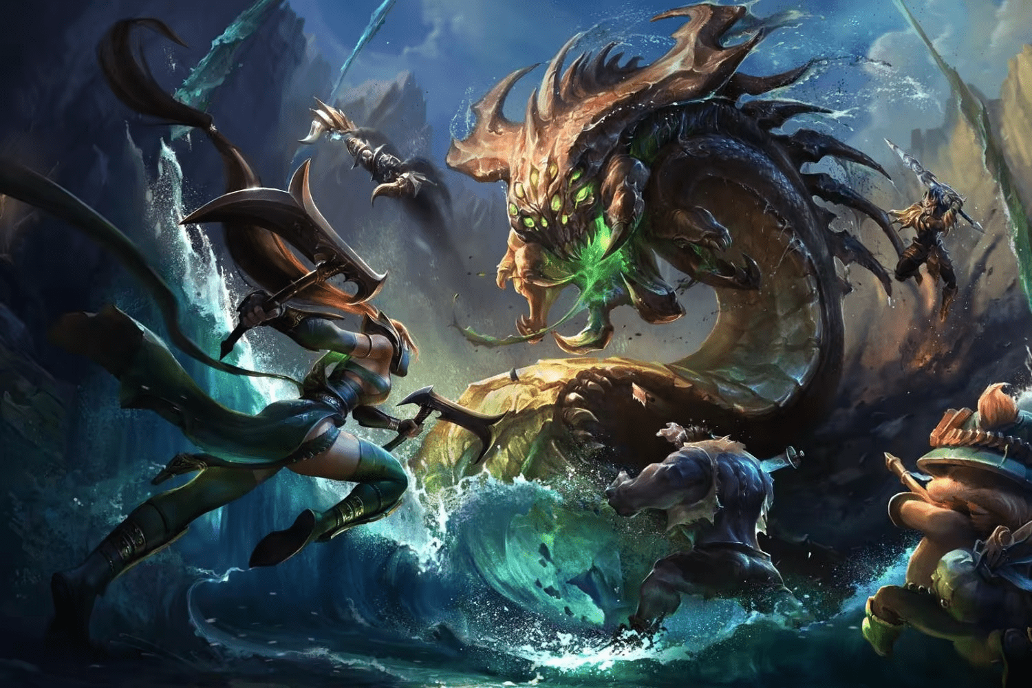 The Blue team effectively controls the Rift Herald and Baron