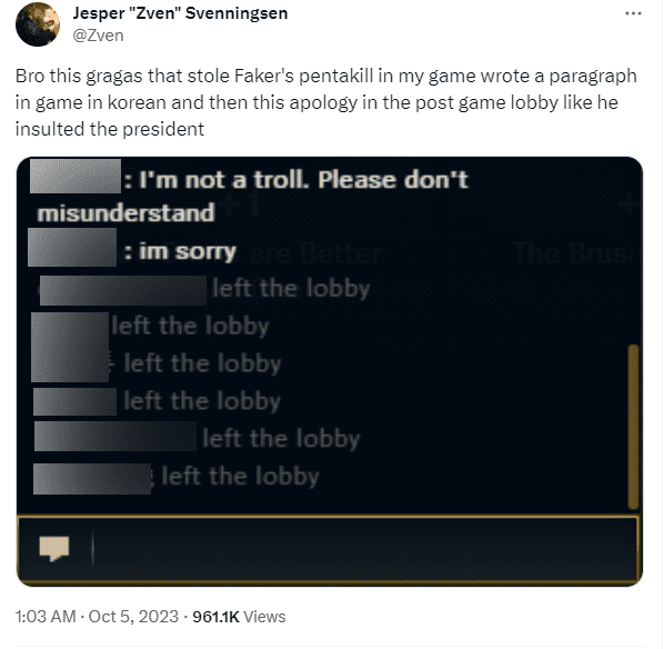 Zven shares about the player who kept apologizing after 'accidentally' stealing Faker's Pentakill