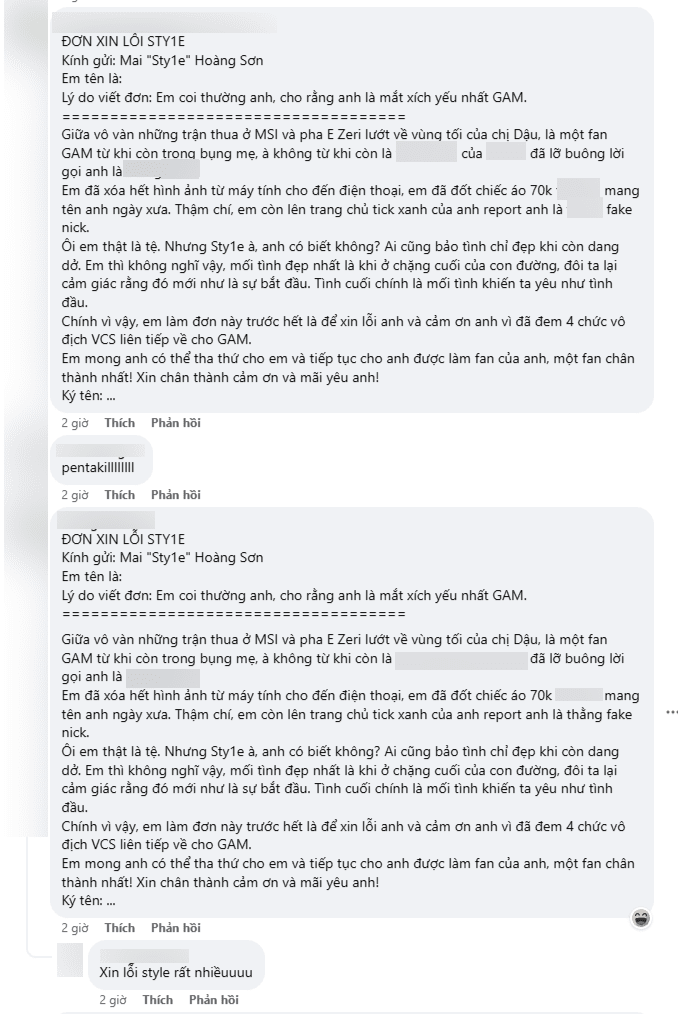 Many people 'submitted letters' to apologize to Sty1e