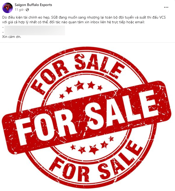 SGB is up for sale after the conclusion of VCS Autumn 2023