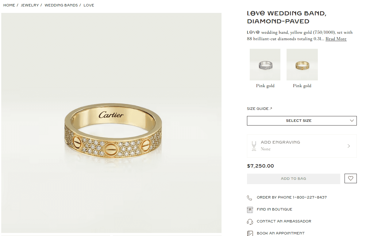 The Cartier ring worth 7250 USD