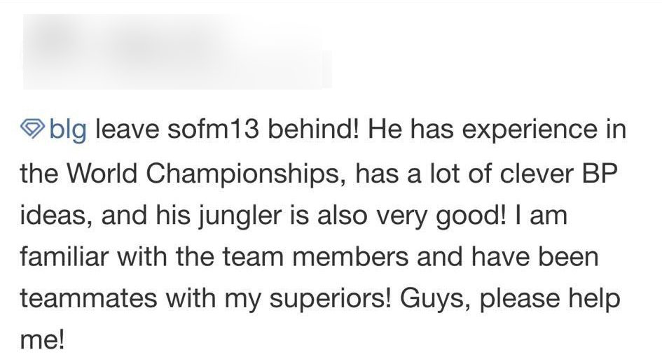 LPL fans, especially BLG fans, hope for SofM's return