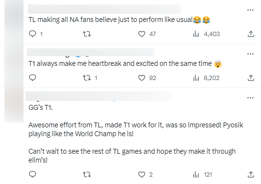 TL had a surprising performance while T1 was somewhat disappointing