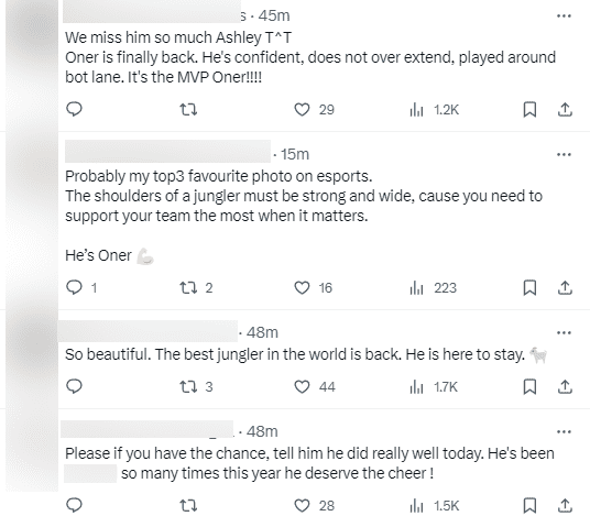 Fans praised Oner