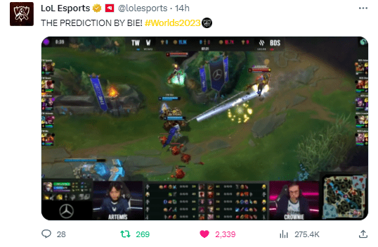 The mind-bending hook from Bie also made Riot re-share with excitement