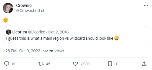 Crownie from BDS shares Licorice's post to mock the opponent