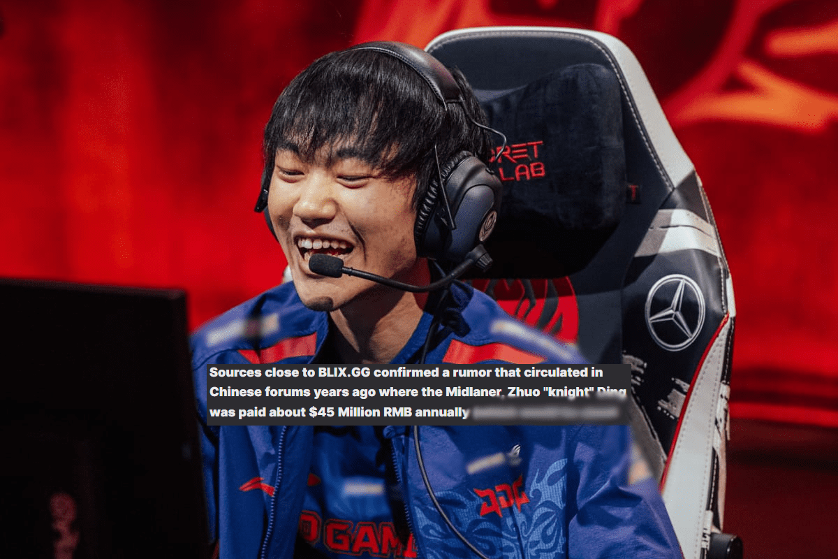 Knight is revealed to have a salary of up to 45 million CNY per year, the highest in the LPL