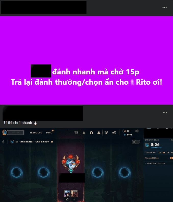 The matchmaking time in League of Legends' Quick Play mode is proving to be much longer than in Blind Pick previously