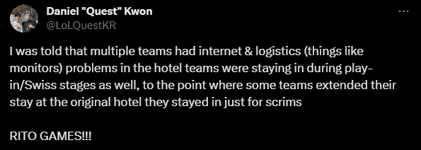 Network issues seem to have existed at Worlds 2023 since the Play-In and Swiss stages