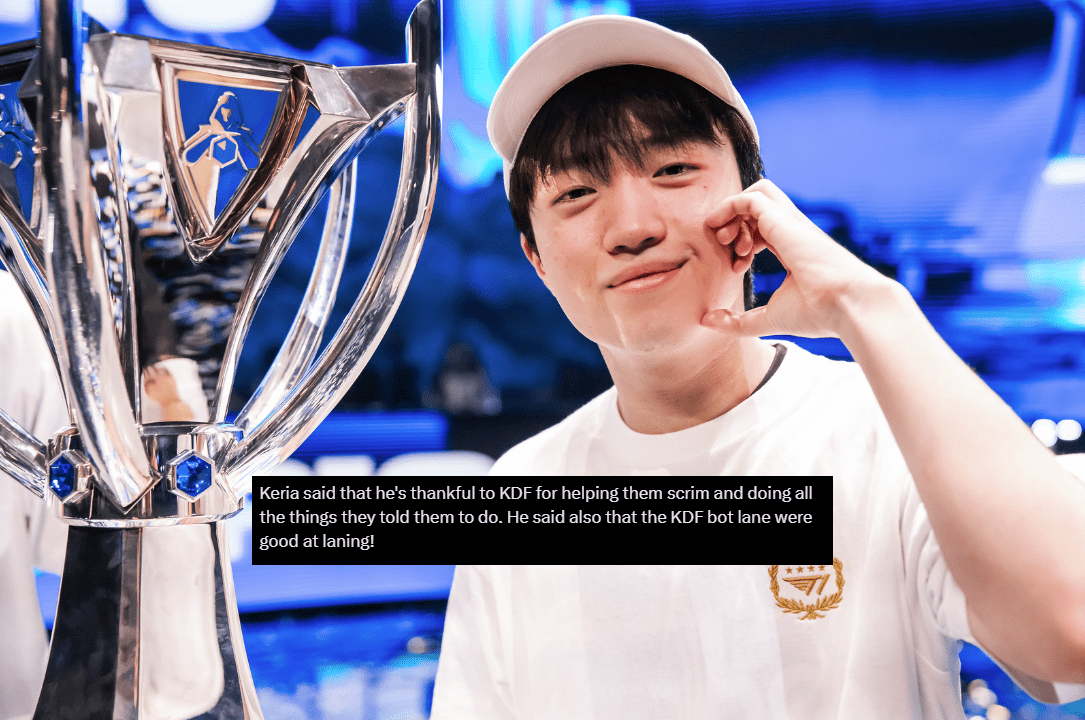 Keria expresses thanks to KDF for helping T1 practice and meeting all their requests