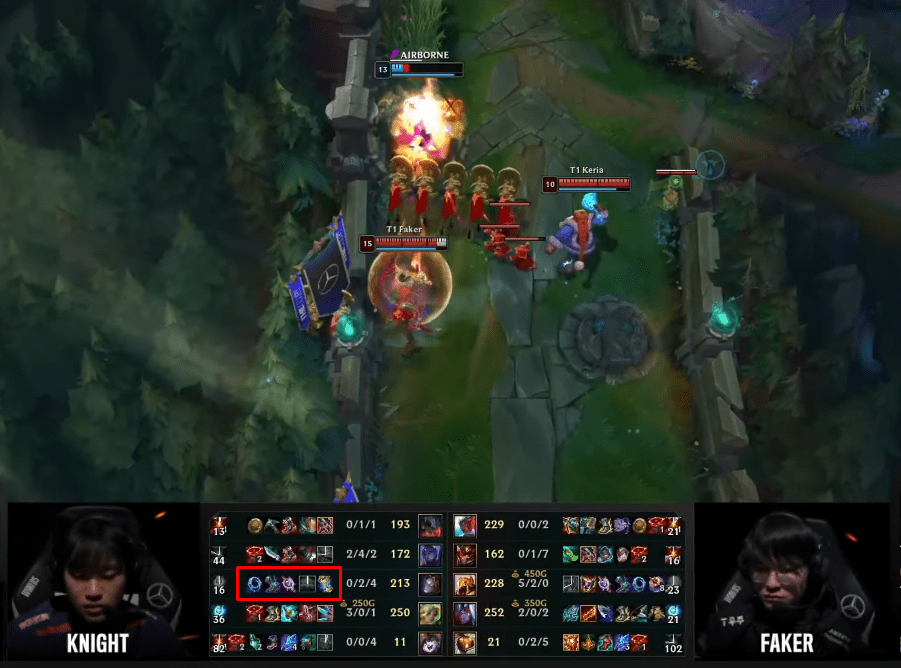 Knight's choice of the first two items being Crown of the Shattered Queen and Zhonya's Hourglass left JDG in a state of damage deficiency