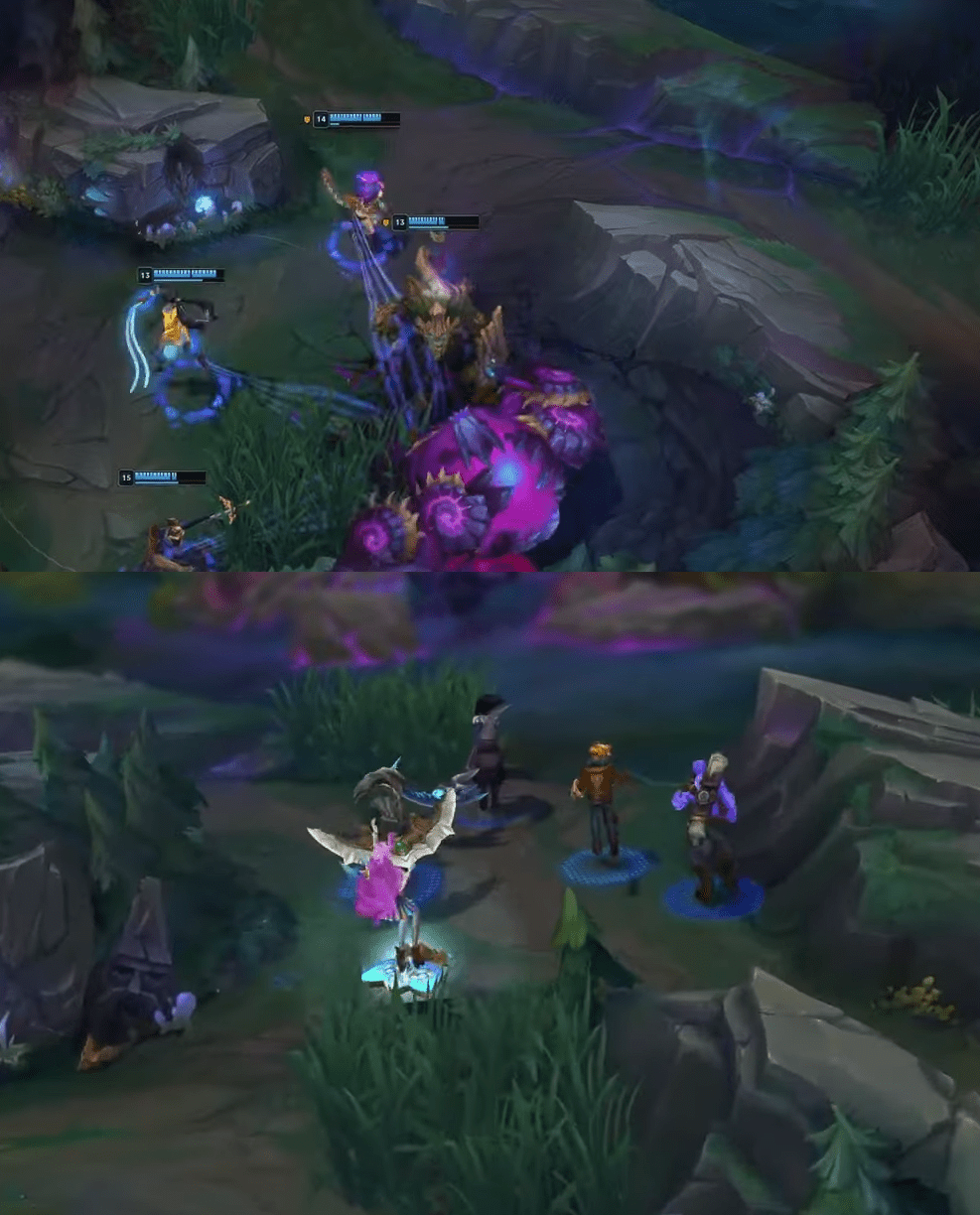 The terrain in the Blue team's Blue Buff area has undergone significant changes