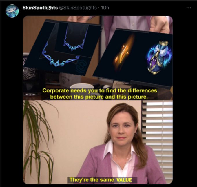 YouTuber SkinSpotlight even sarcastically posted: “For Riot, 3 Banners and a Costume Bag, 625 Orange Essence are of equal value