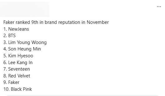 The information has been confirmed; it is the November ranking