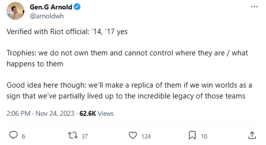 Gen.G CEO states Riot has officially recognized the 2014 and 2017 championships of SSW and SSG as belonging to Gen.G