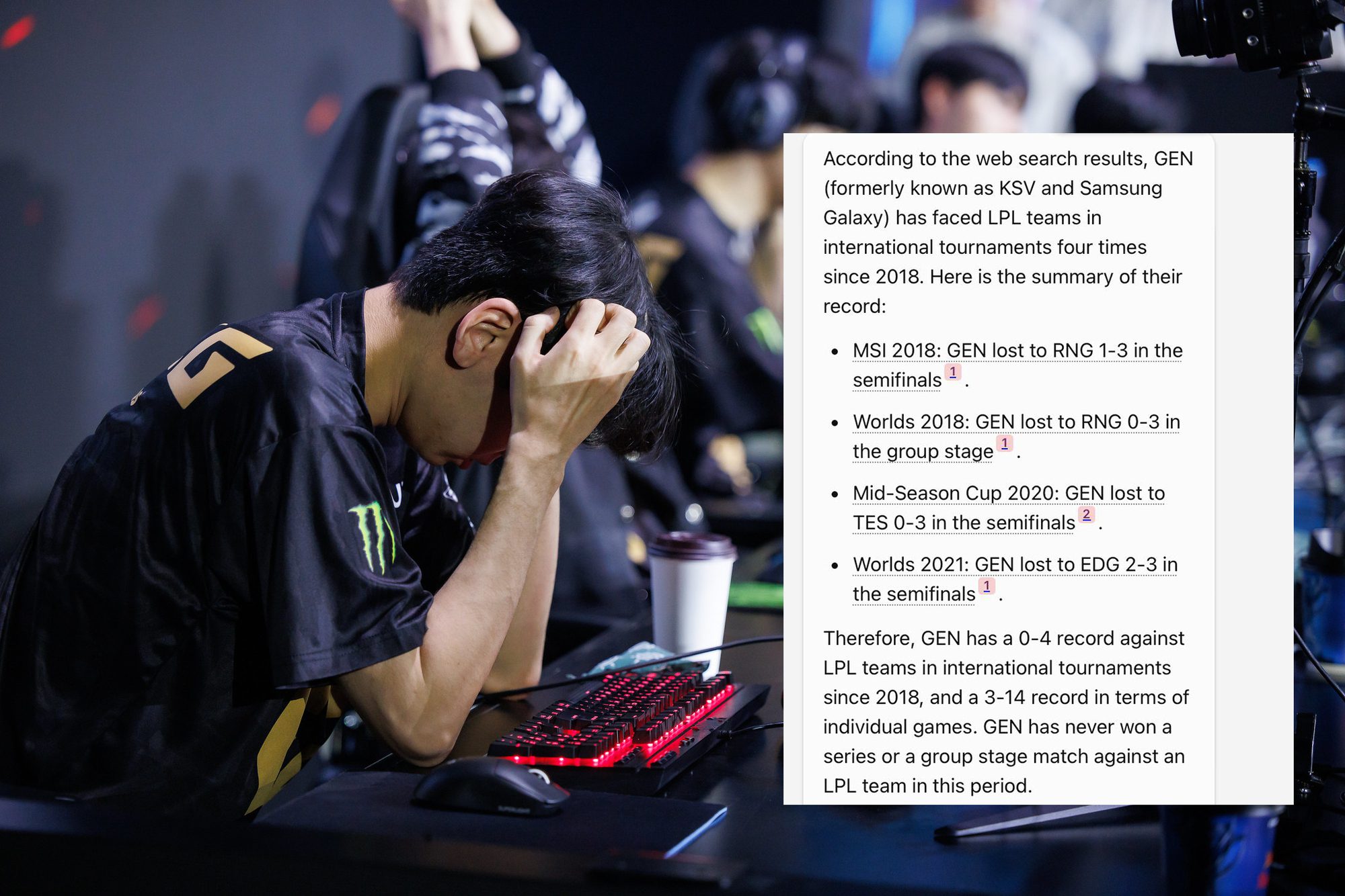 Gen.G loses completely every time they face LPL teams