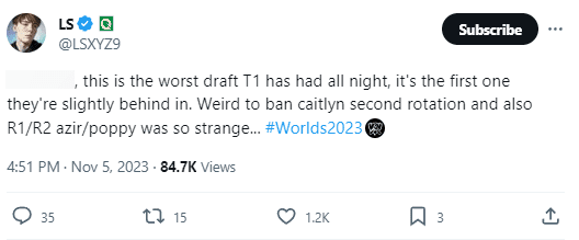 LS criticizes T1's draft