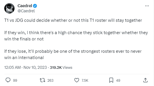 Coach Caedrel comments on the significance of the upcoming T1 - JDG match