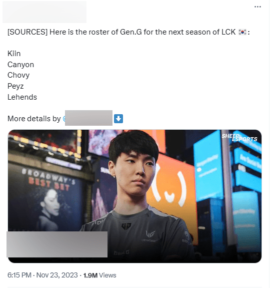 This could be considered the strongest roster Chovy has ever played with if he stays at Gen.G