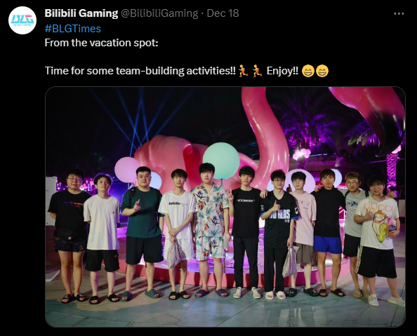 A few days ago, BLG posted a photo of the whole team traveling together, which displeased fans