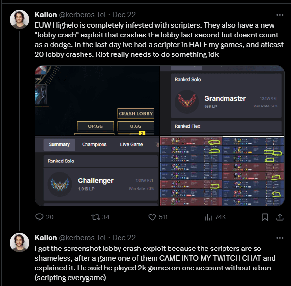 Streamer Kerberos reveals: 'This cheater said he played over 2000 matches using cheats but wasn't banned'