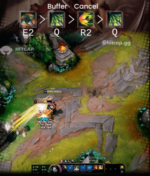 If Q and E are used simultaneously followed by the ultimate, Akali's Q skill resets immediately, which is a significant bug