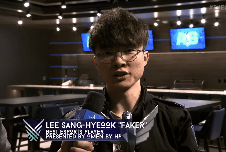 Faker previously won the “Best Esports Player” award at The Game Awards 2017