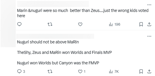 Many opinions suggest MaRin should rank higher than both Nuguri, both of whom have shown to be better than Zeus