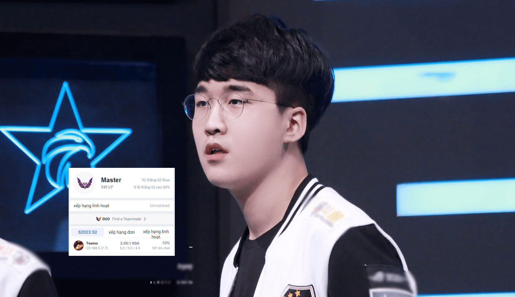 Untara is currently at a Master rank with over 500 points and a 59% win rate with Teemo