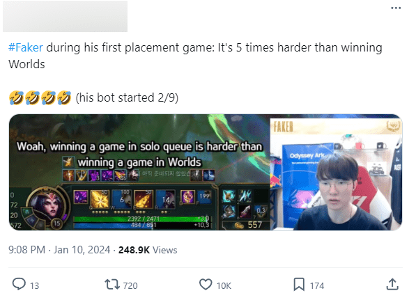 Faker also lamented: 'Winning a solo rank match is harder than winning a Worlds game'