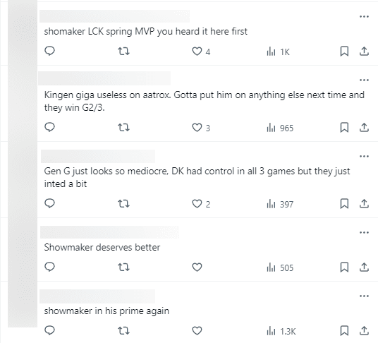 Fans also believe DK should be rated higher, especially ShowMaker, but must admit Kingen played poorly