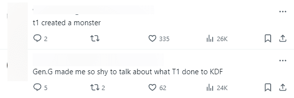 Gen.G fans comment: 'T1 has created a monster', 'Gen.G makes me feel embarrassed when talking about what T1 did to KDF'