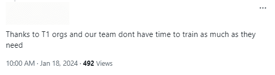 "Thanks to T1, our team didn't have as much time to train as they needed" class=