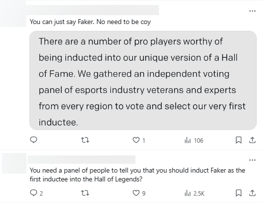 Fans agree that Faker deserves to be the first name inducted into the Hall of Fame: 'It can only be Faker, no need to copy', 'Do you really need a group of people to point out that Faker is the first who should be inducted into the Hall of Fame?'
