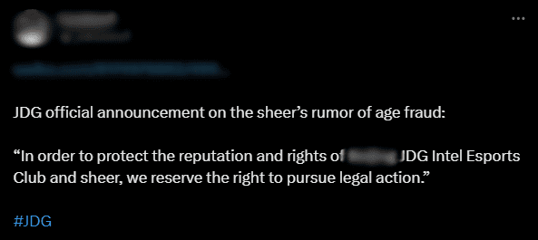 JDG asserts: 