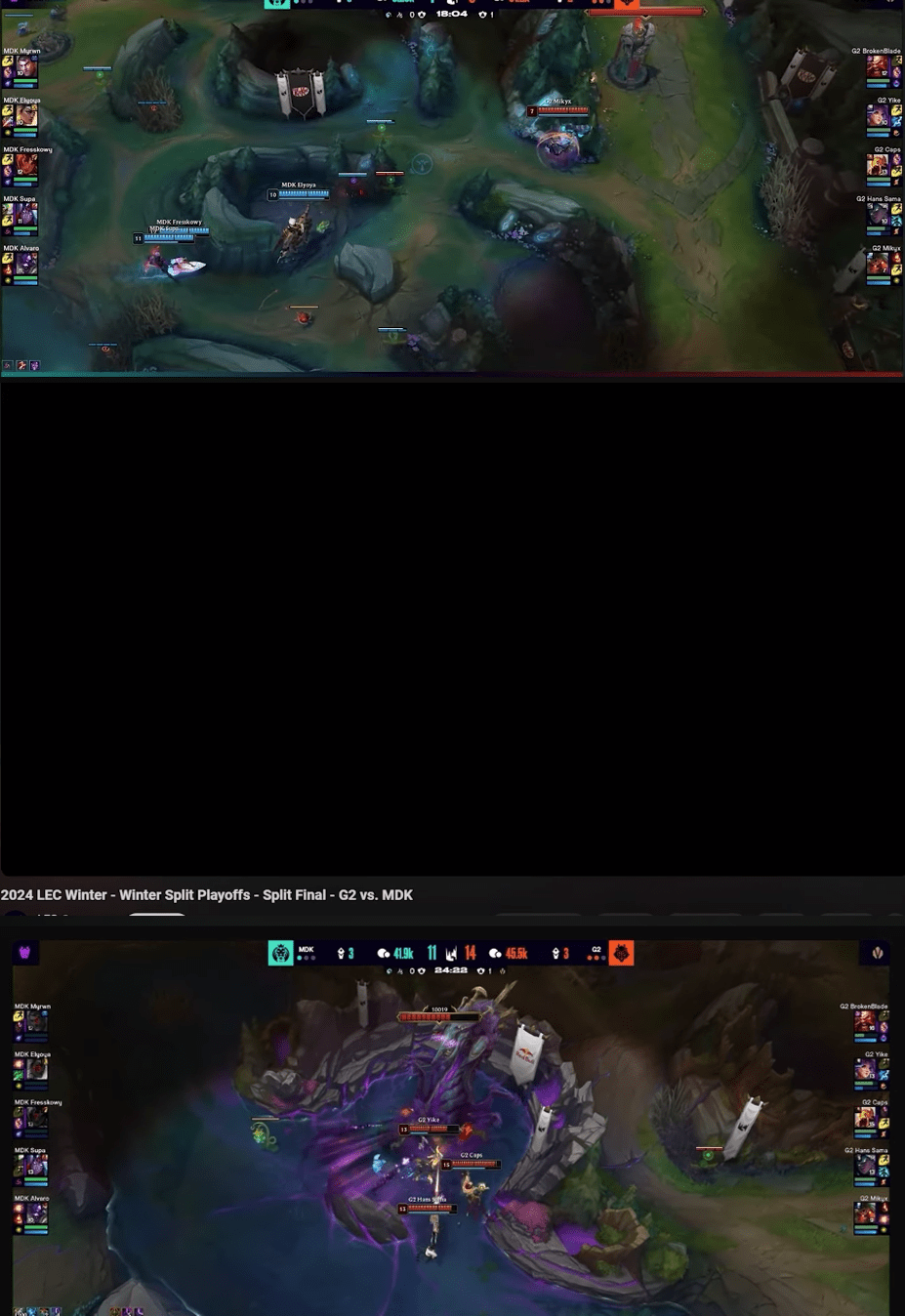 At the 18th minute of game 4, the LEC broadcast crashed, and everything only returned to normal after the game passed the 24th minute