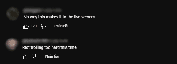 The League of Legends community also asserted: 'This update will never be implemented on the official server because it’s too 'troll' to be applied'