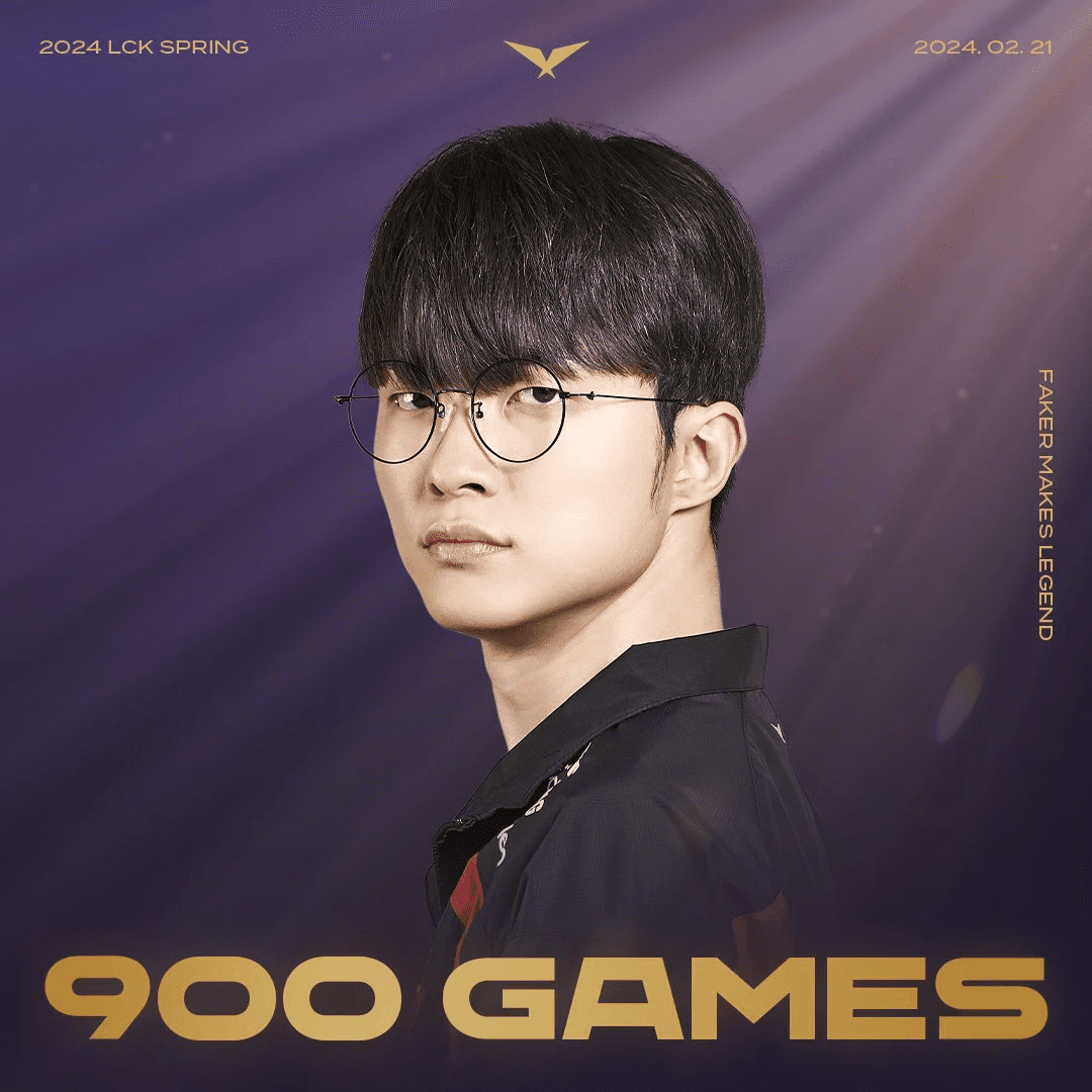 Faker reaches the milestone of 900 matches played in LCK