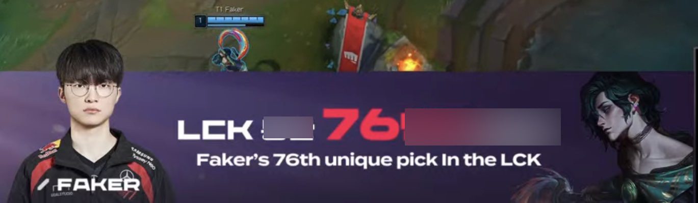This is also the 76th champion Faker has used at LCK